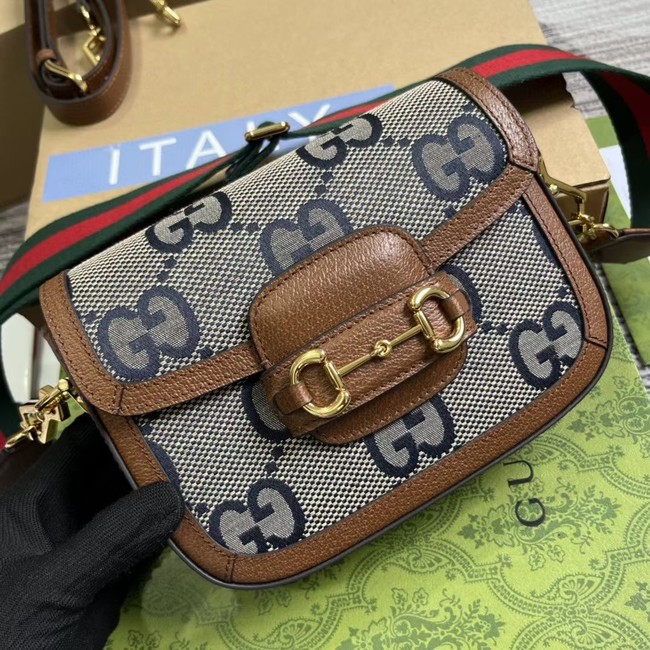 Gucci Horsebit 1955 GG mini bag 658574 blue&brown