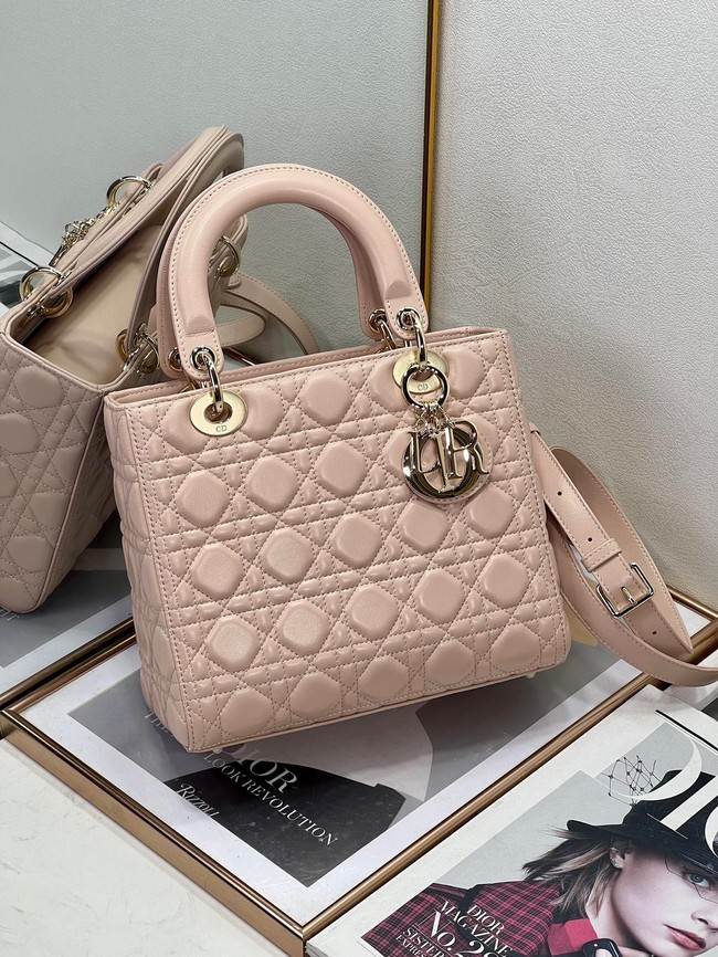 Medium Lady Dior Bag Cannage Lambskin M0565ON Powder Pink