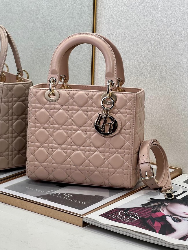 Medium Lady Dior Bag Cannage Lambskin M0565ON Powder Pink