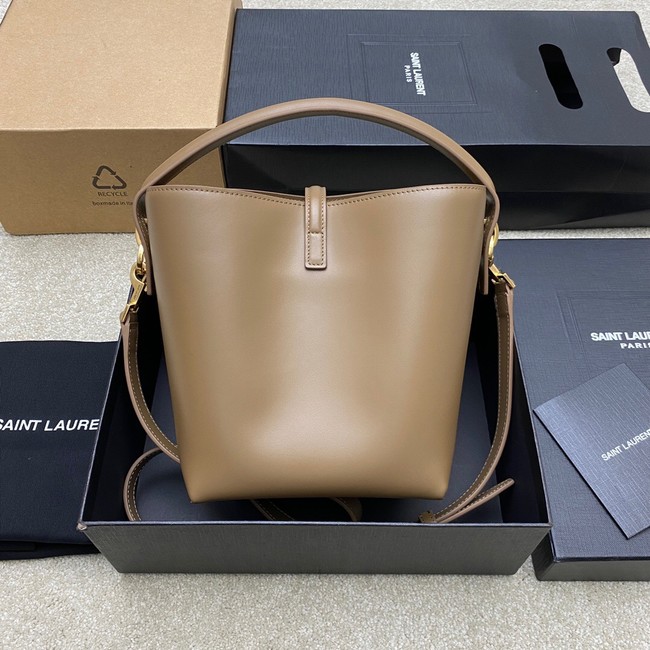 SAINT LAURENT LE 37 SMALL IN SHINY LEATHER 749036 Khaki