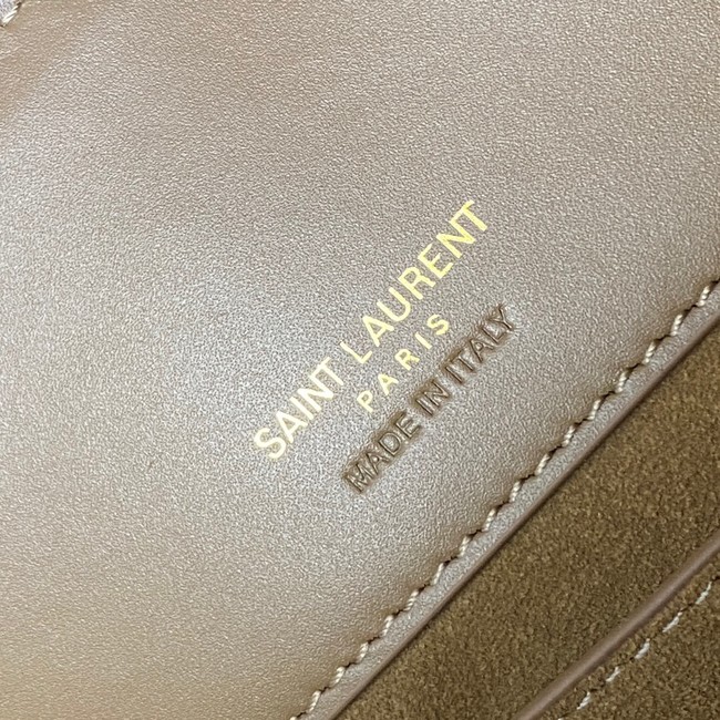 SAINT LAURENT LE 37 SMALL IN SHINY LEATHER 749036 Khaki