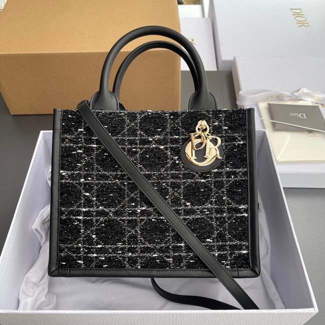 Small Dior Toujours Bag Black Cannage Tweed M1325OW