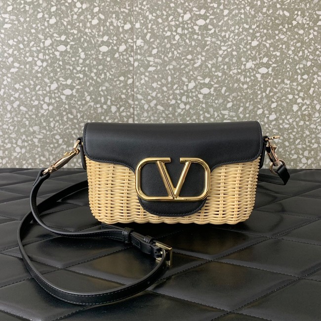 VALENTINO Small Woven Shoulder Bag 5055 black