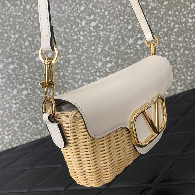 VALENTINO Small Woven Shoulder Bag 5055 white