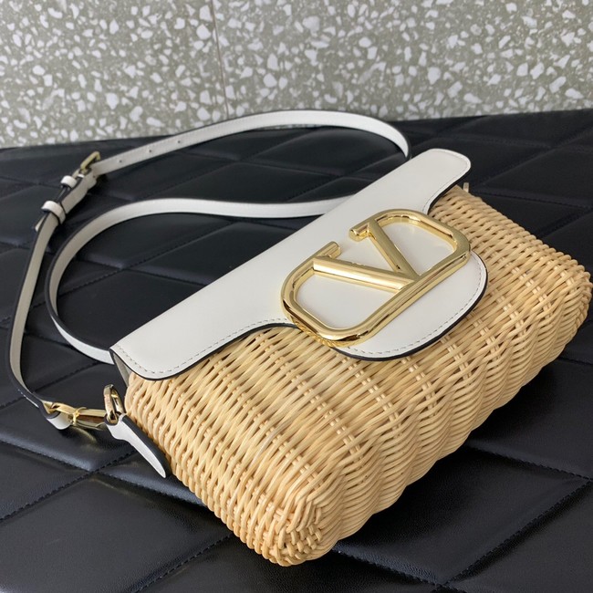 VALENTINO Small Woven Shoulder Bag 5055 white