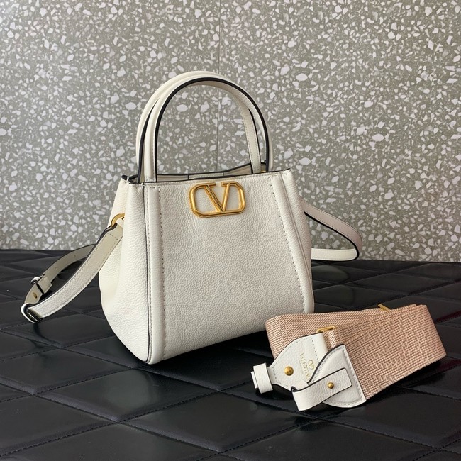 VALENTINO Alltime small grain calfskin bag B0Q26 white