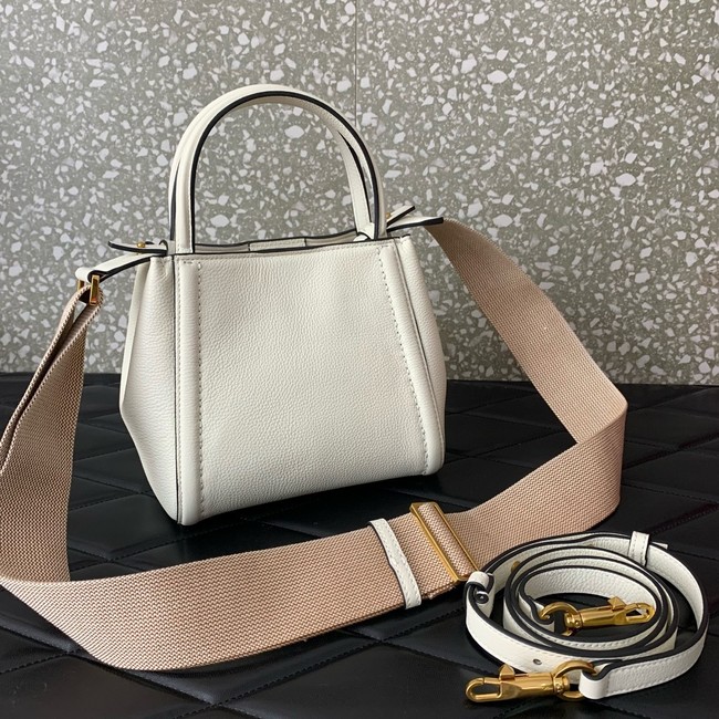 VALENTINO Alltime small grain calfskin bag B0Q26 white