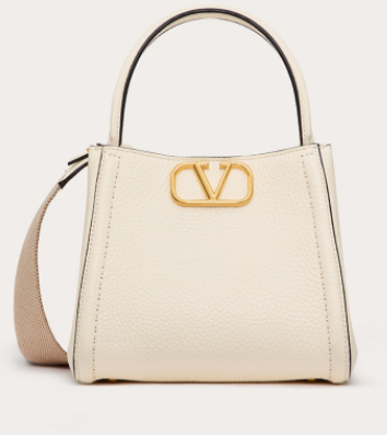 VALENTINO Alltime small grain calfskin bag B0Q26 white