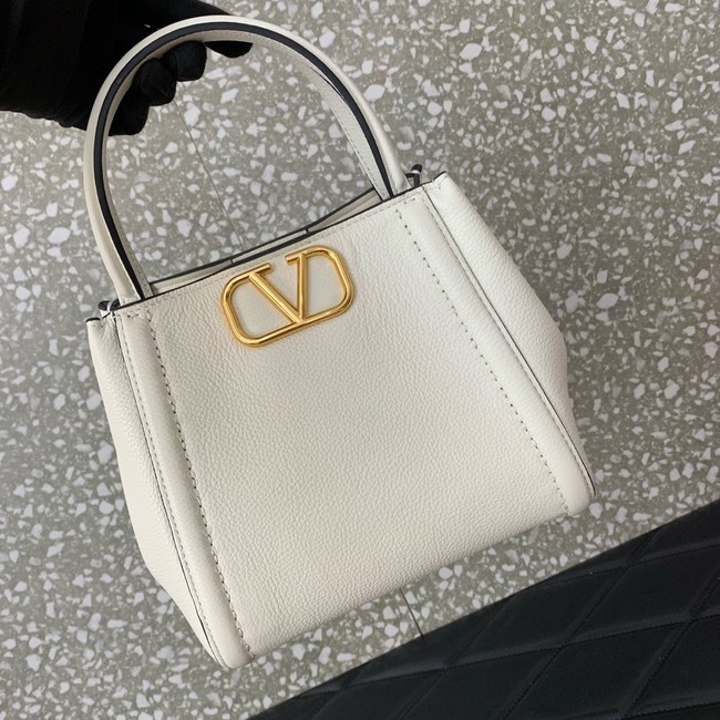 VALENTINO Alltime small grain calfskin bag B0Q26 white