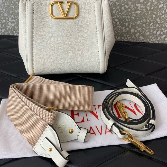 VALENTINO Alltime small grain calfskin bag B0Q26 white