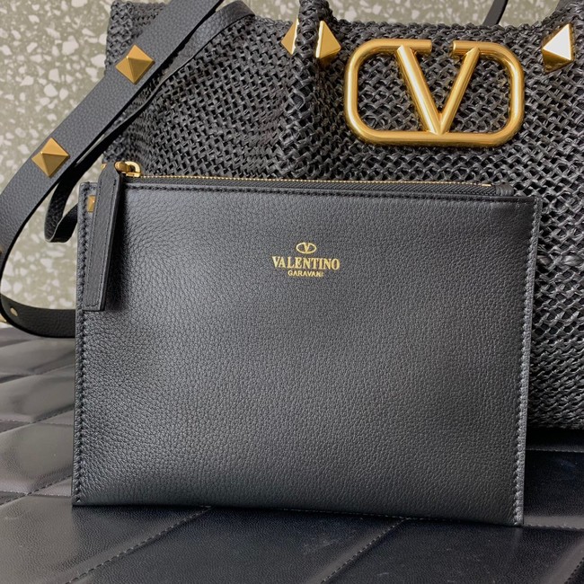 VALENTINO Medium RAFFIA MACRAME Shoulder Bag 0330L black