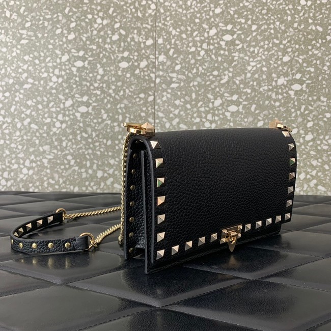 VALENTINO Rockstud calfskin chain bag SHI16 black