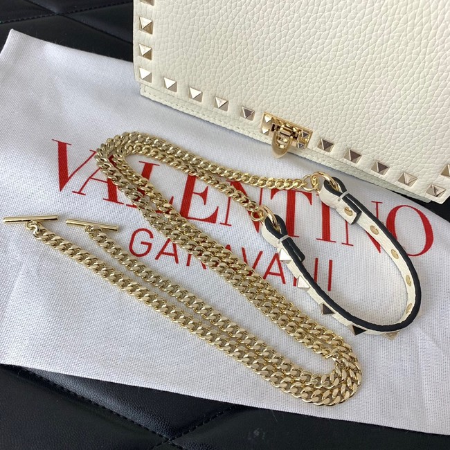 VALENTINO Rockstud calfskin chain bag SHI16 white