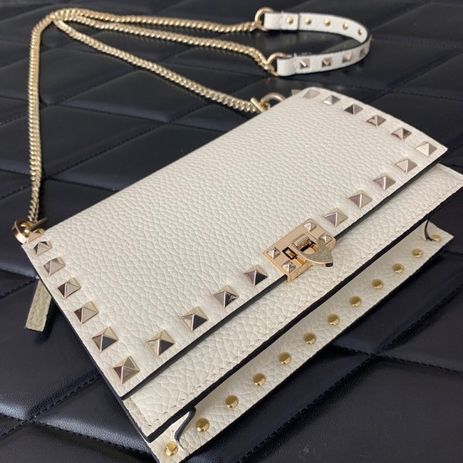 VALENTINO Rockstud calfskin chain bag SHI16 white