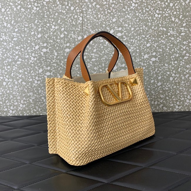 VALENTINO Small RAFFIA MACRAME Shoulder Bag 0330S Apricot