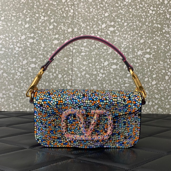 VALENTINO Super Mini Loco imitation crystal chain bag WP0Z28 Rainbow