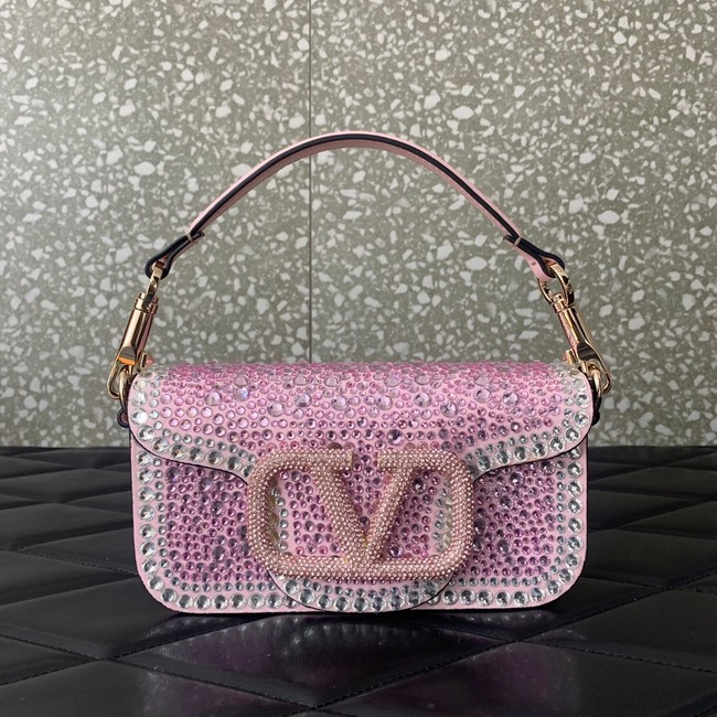 VALENTINO Super Mini Loco imitation crystal chain bag WP0Z28 pink