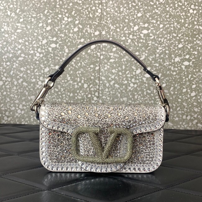 VALENTINO Super Mini Loco imitation crystal chain bag WP0Z28 silver