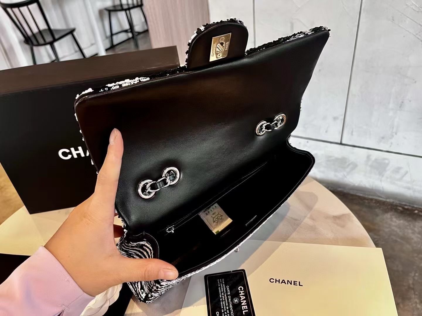 CHANEL SMALL FLAP BAG AS4561 Black & White