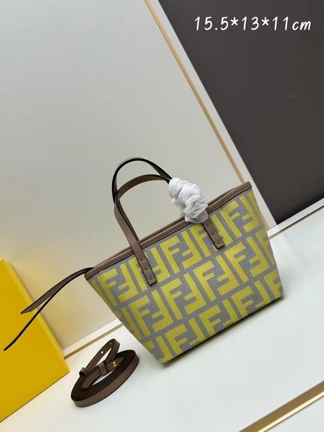 Fendi mini FF jacquard fabric and leather bag F3671 yellow