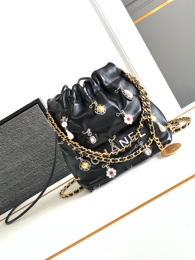 CHANEL 22 MINI HANDBAG AS3980 black&Enamel