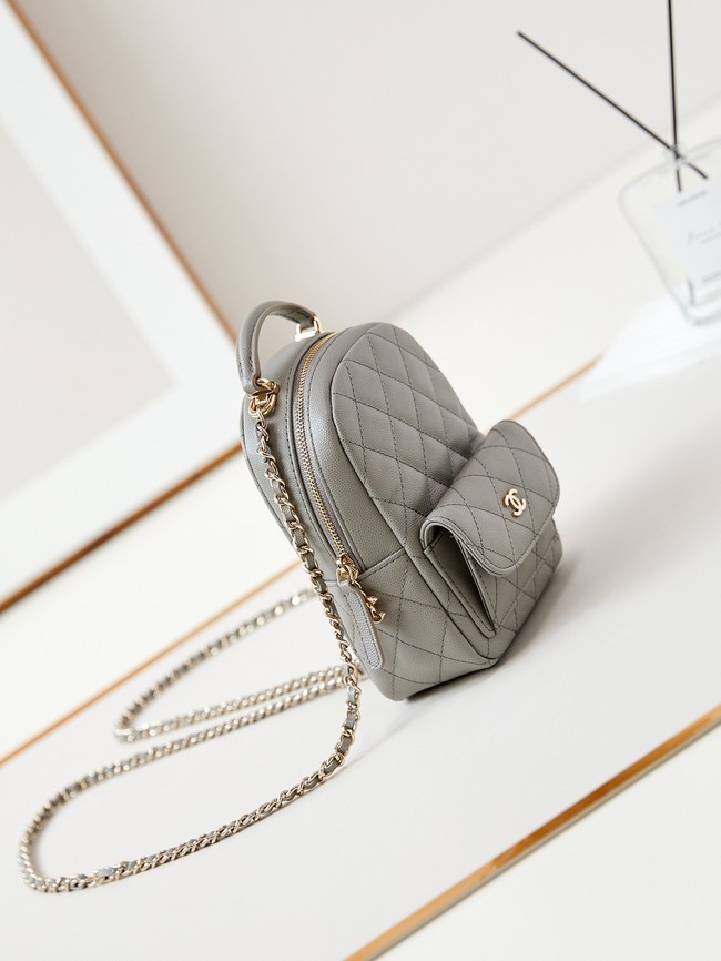 Chanel MINI BACKPACK AP3753 Grained Calfskin & Gold-Tone Metal gray