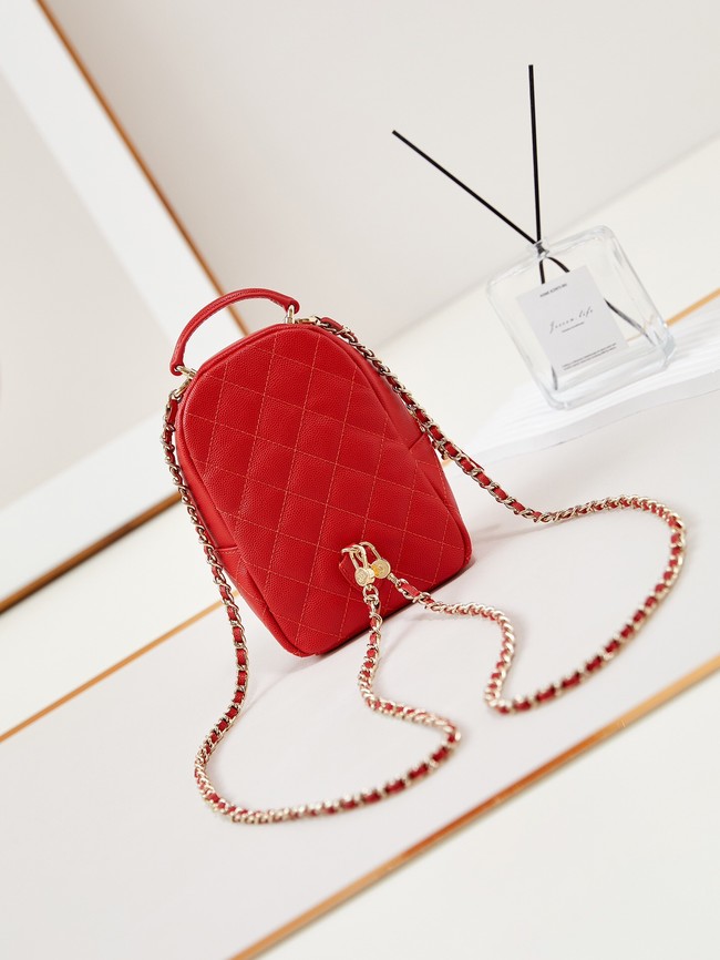 Chanel MINI BACKPACK AP3753 Grained Calfskin & Gold-Tone Metal red