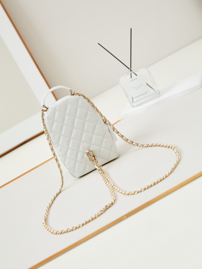 Chanel MINI BACKPACK AP3753 Grained Calfskin & Gold-Tone Metal white