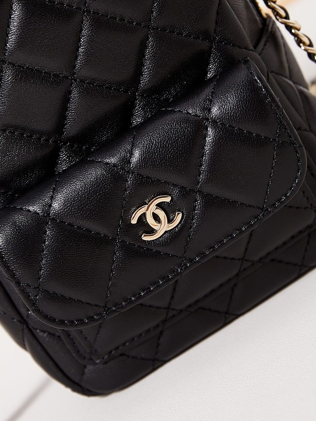 Chanel MINI BACKPACK AP3753 Sheepskin & Gold-Tone Metal black