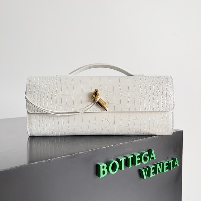 Bottega Veneta Long Clutch Andiamo With Handle alligator leather 741511 white