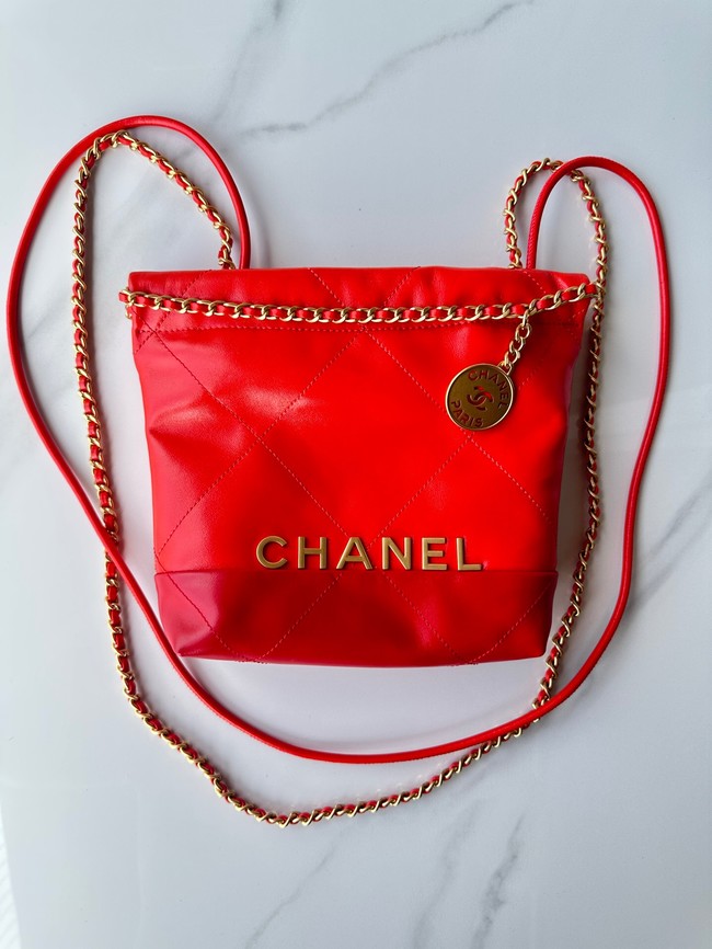 CHANEL 22 MINI HANDBAG AS3980 Dark Orange & Red