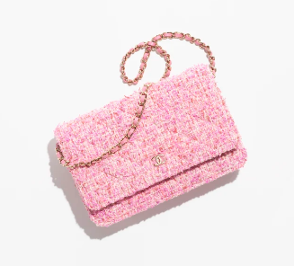 CHANEL CLASSIC WALLET ON CHAIN AP0250 Pink & Ecru