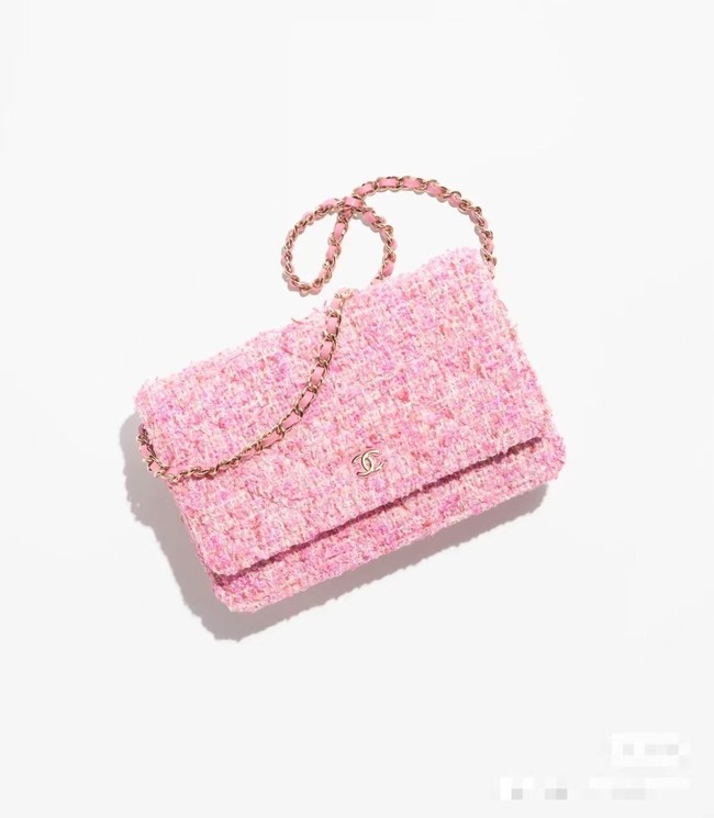 CHANEL CLASSIC WALLET ON CHAIN  AP0250 Pink & Ecru