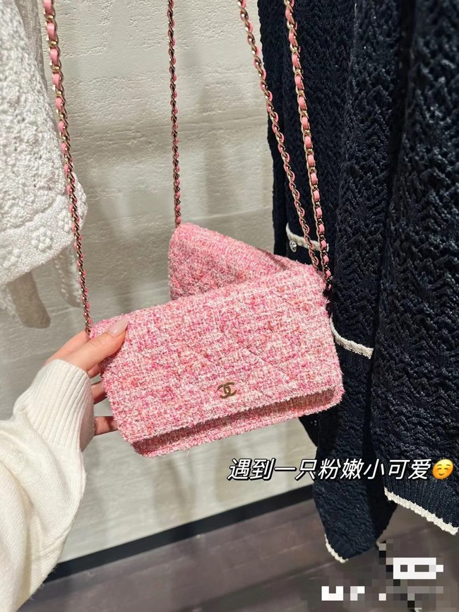 CHANEL CLASSIC WALLET ON CHAIN  AP0250 Pink & Ecru