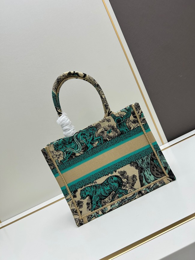 SMALL DIOR BOOK TOTE Raffia with Aquamarina Toile de Jouy Sauvage Embroidery M1296ZRf