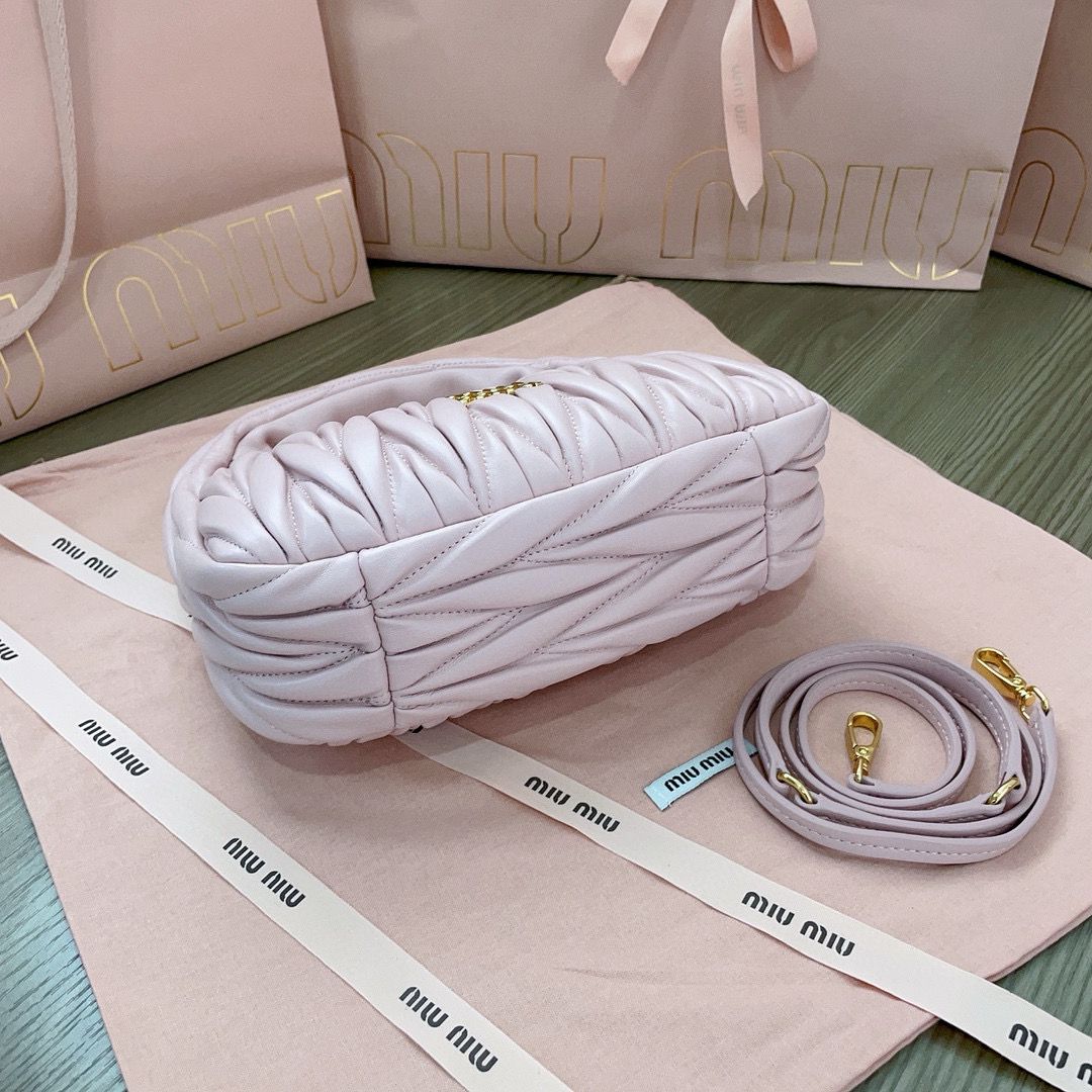 Miu Miu Wander Matelasse Original Sheepskin Bag 5BC125 Light Purple