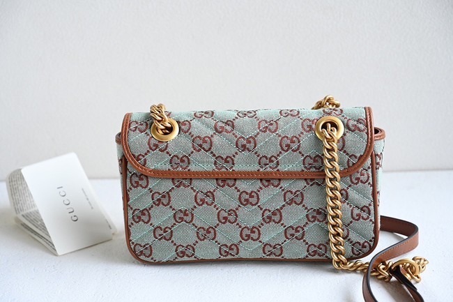 Gucci GG MARMONT SMALL SHOULDER BAG 446744 GG canvas Pale blue