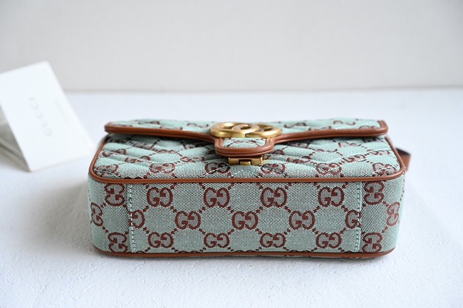 Gucci GG MARMONT SMALL SHOULDER BAG 446744 GG canvas Pale blue