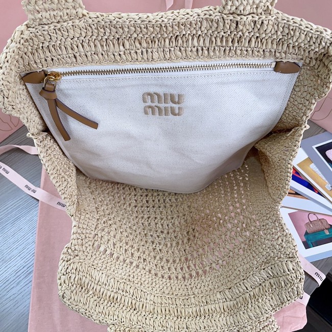 MIUMIU IN RAFFIA Shoulder Bags 5BG230 Apricot