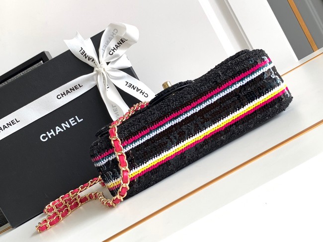 CHANEL SMALL FLAP BAG AS4561 black&red&white