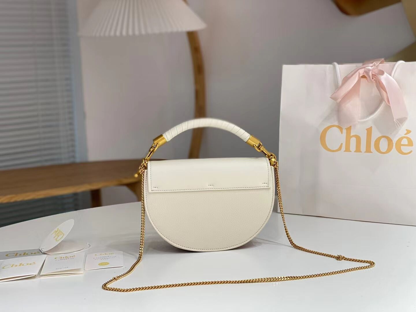 CHLOE Small leather shoulder bag CL225156 cream