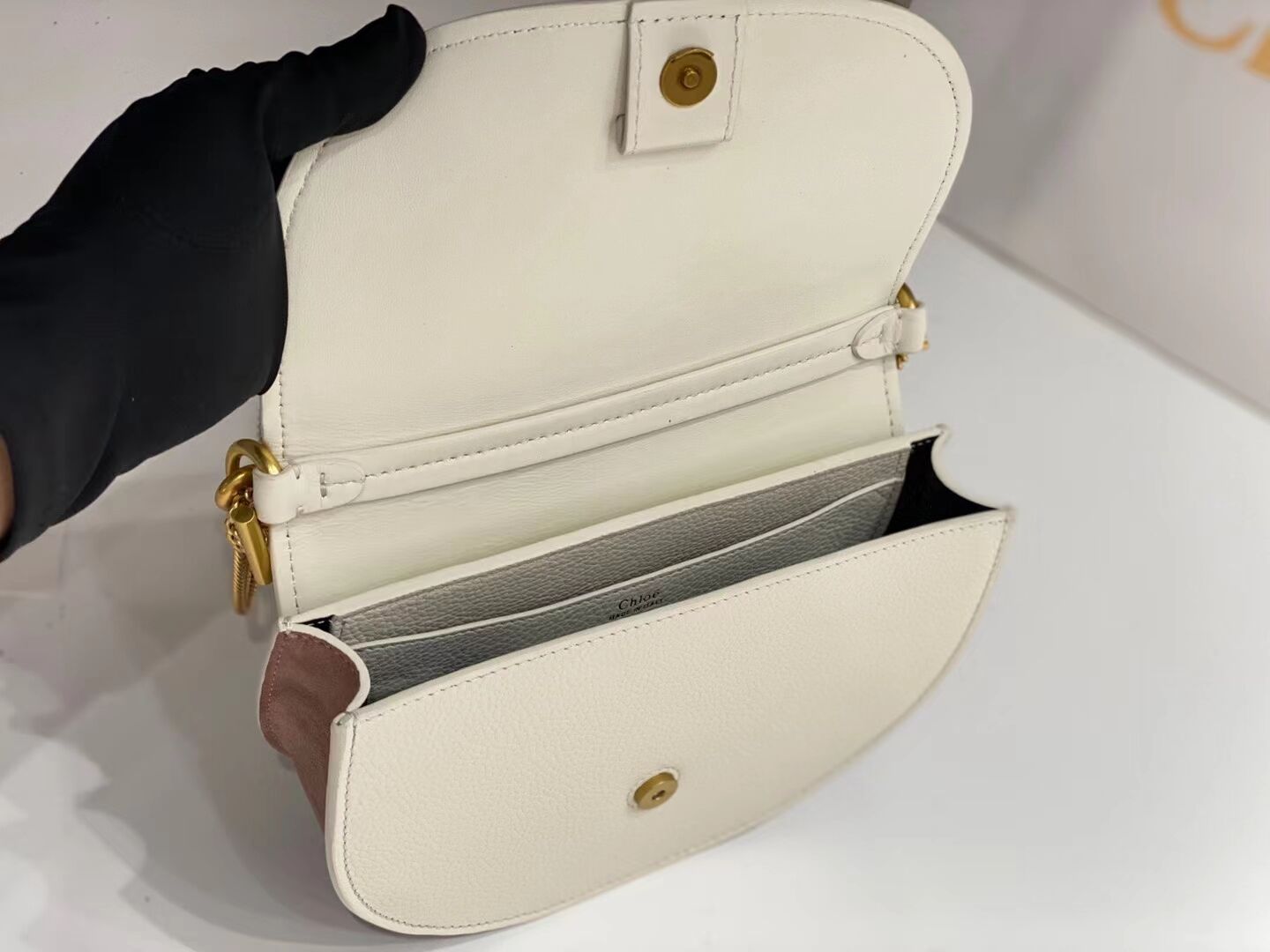 CHLOE Small leather shoulder bag CL225156 cream