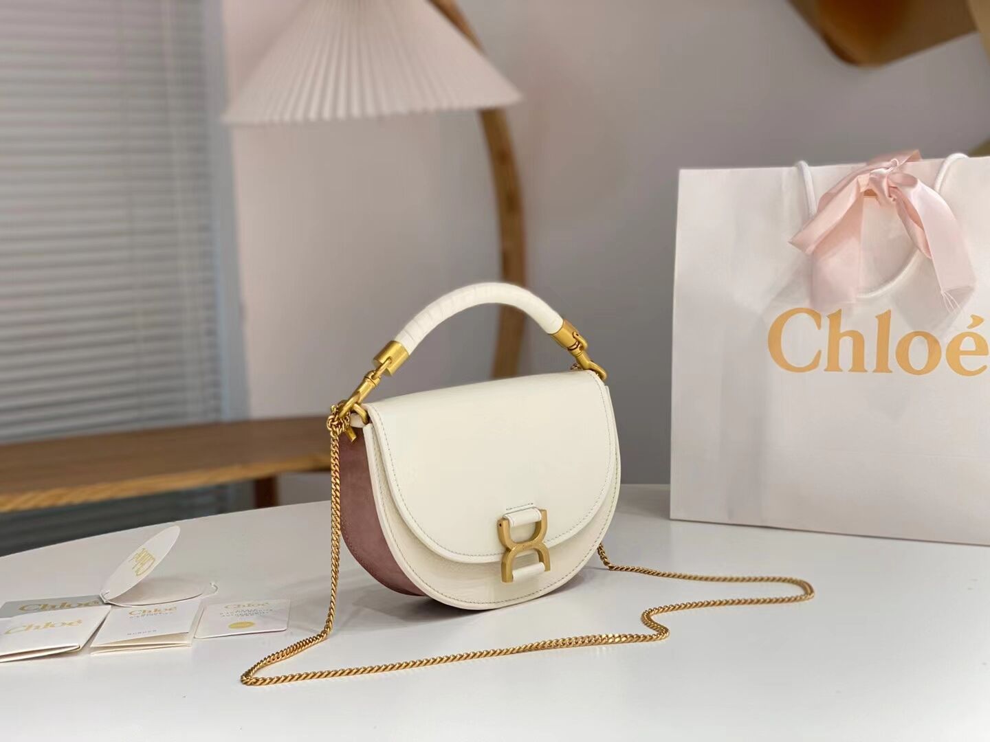 CHLOE Small leather shoulder bag CL225156 cream