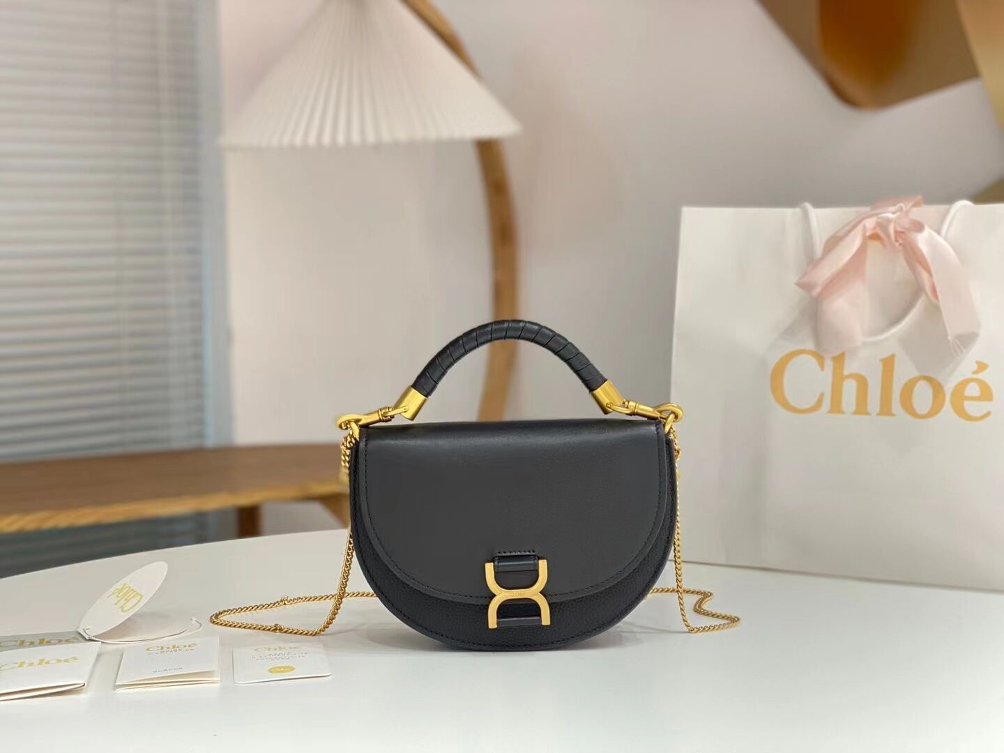 CHLOE Small leather shoulder bag CL225156 black