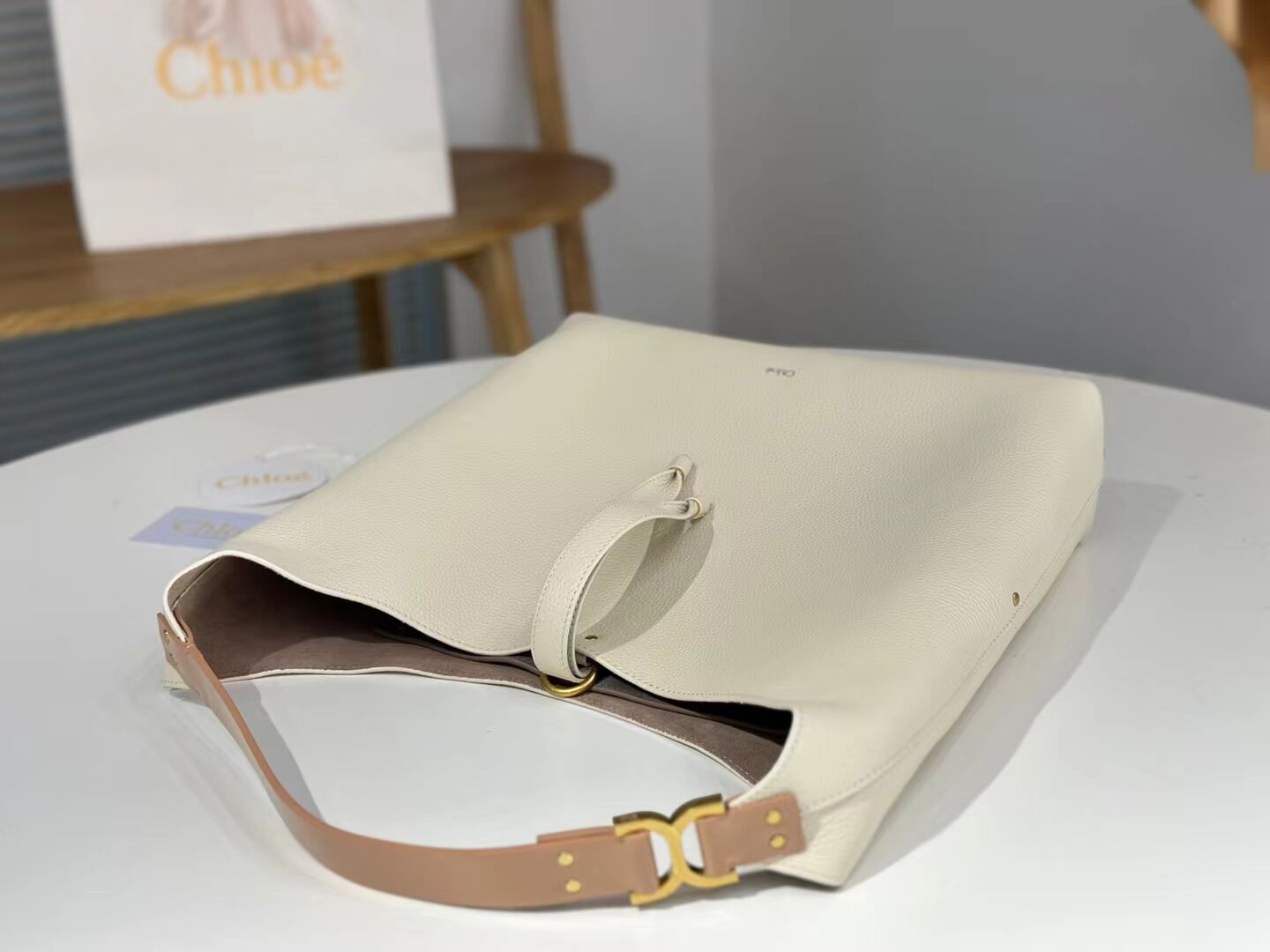 CHLOE leather shoulder bag CL224765 white