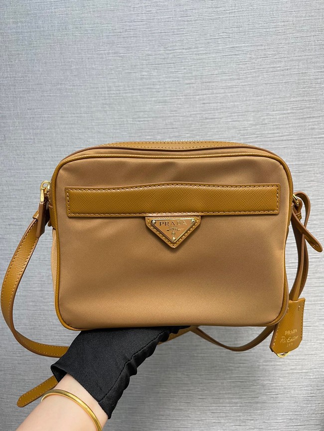 Prada Re-Nylon and brushed leather shoulder bag 1BH218 Apricot