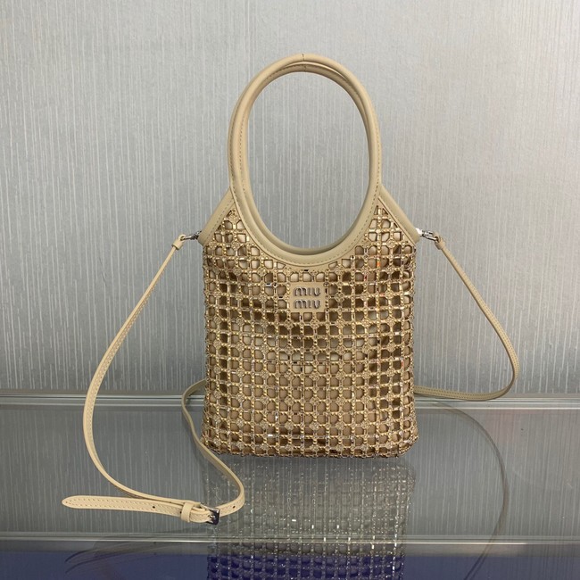 Miu Miu imitation crystal Shoulder Bag 500281 Apricot