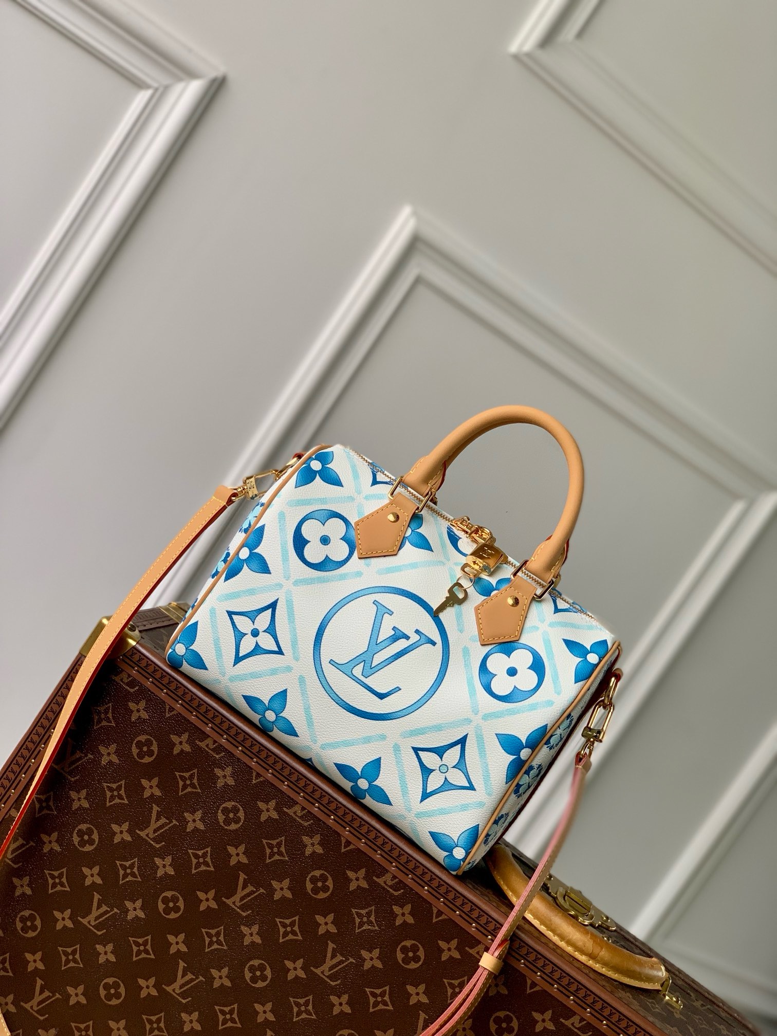 Louis Vuitton NEW Speedy Bandouliere 25 M11264 Lagoon Blue