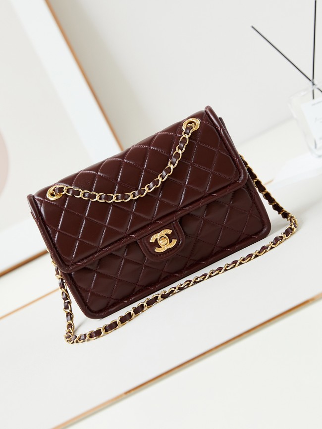 CHANEL FLAP BAG Lambskin AS4686 Dark Burgundy