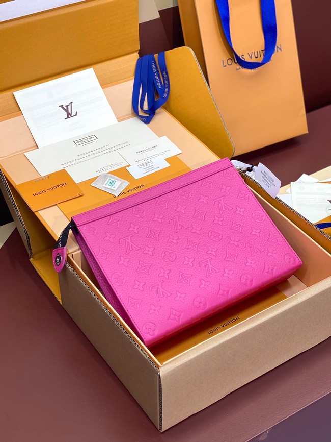 Louis Vuitton Pochette Voyage Monogram embossed cowhide leather MM M61692 Fuchsia